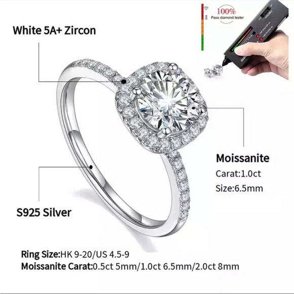 Real moissanite sterling silver ring - Picture 6 of 6